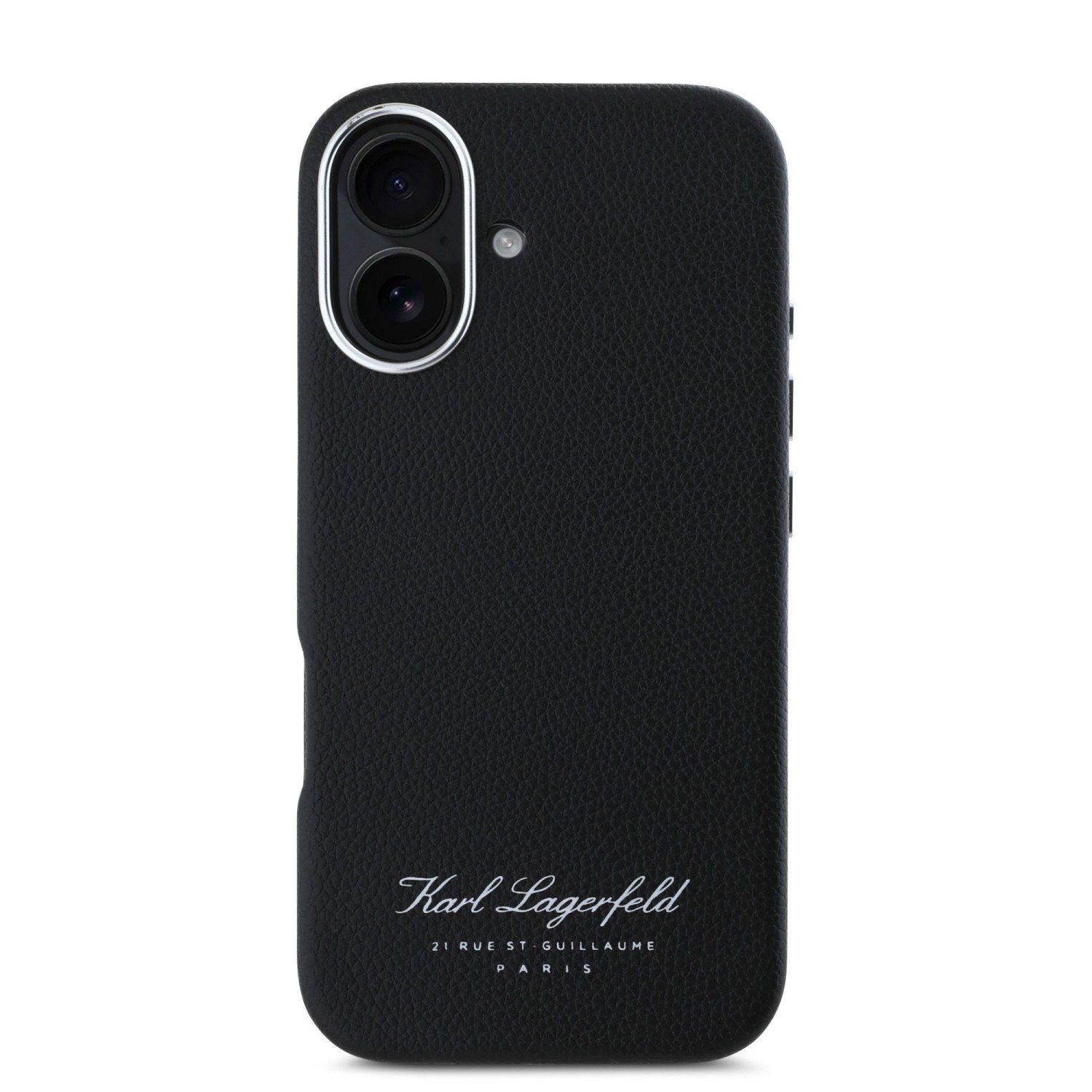 Karl Lagerfeld Grained PU Hotel RSG Zadní Kryt pro iPhone 16 Black