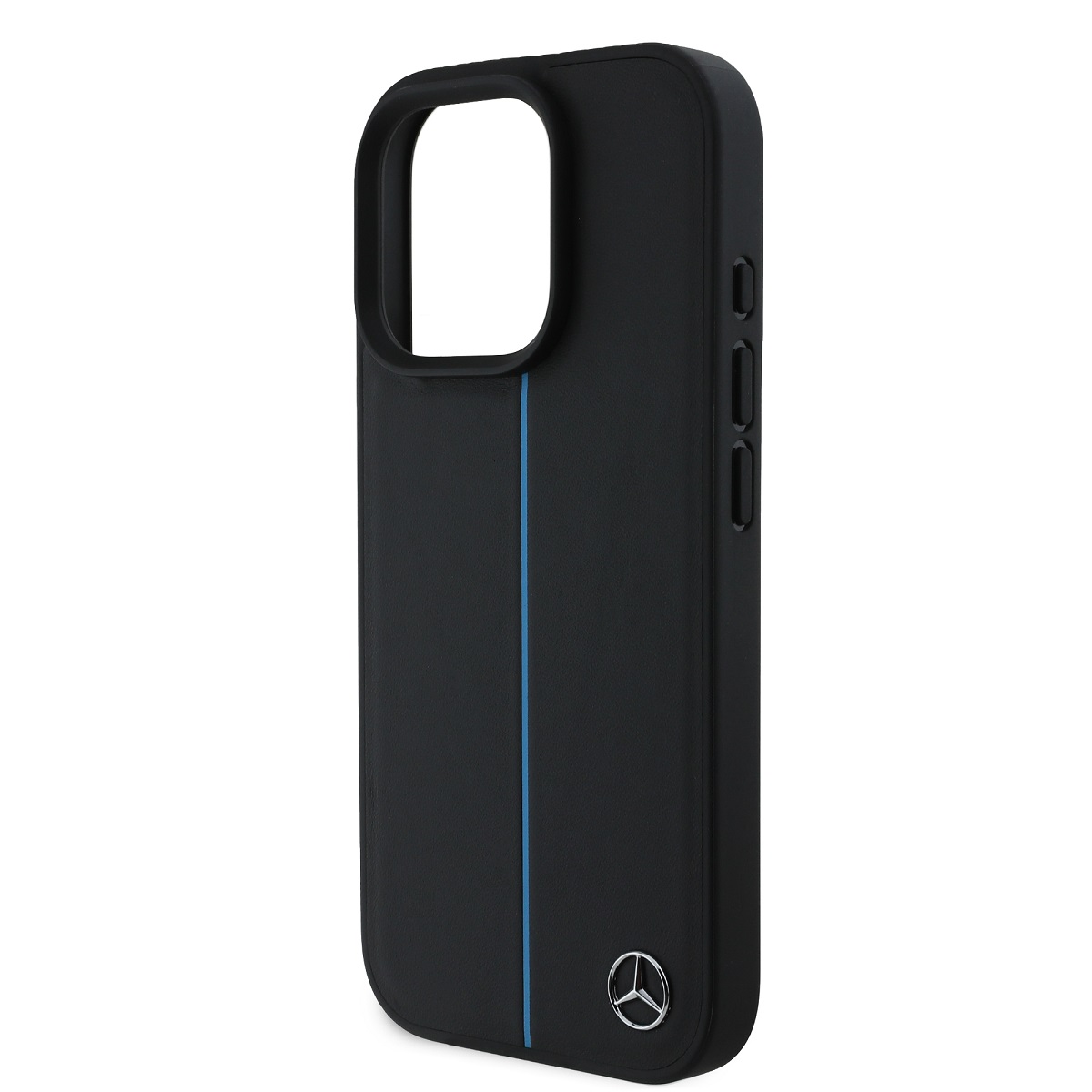 Mercedes Leather Blue Stripe MagSafe Zadní Kryt pro iPhone 16 Pro Max Black