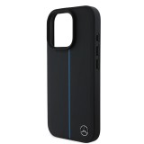 Mercedes Leather Blue Stripe MagSafe Zadní Kryt pro iPhone 16 Pro Black