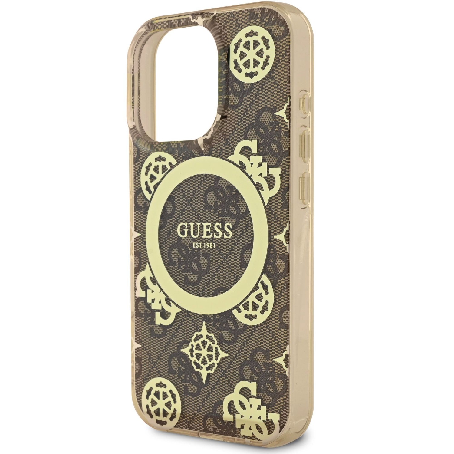 Guess IML 4G Peony MagSafe Zadní Kryt pro iPhone 16 Pro Brown