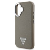 Guess PU Grained Triangle Logo Zadní Kryt pro iPhone 16 Brown