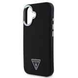 Guess PU Grained Triangle Logo Zadní Kryt pro iPhone 16 Black