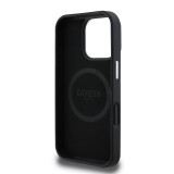 Guess PU Grained Triangle Logo Zadní Kryt pro iPhone 16 Pro Black