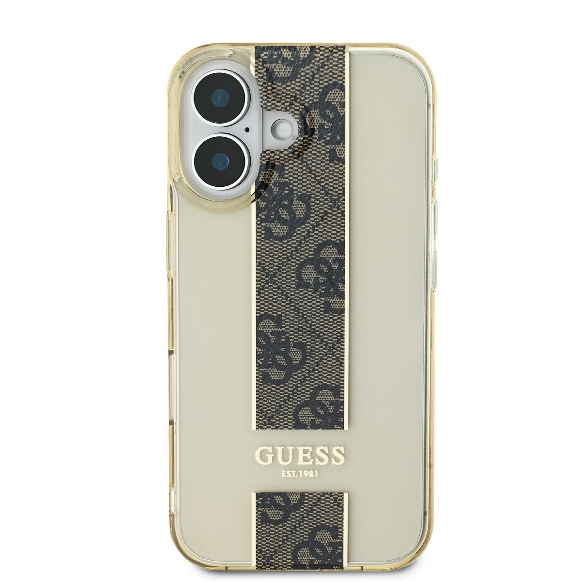 Guess IML Middle 4G Stripe Zadní Kryt pro iPhone 16 Brown