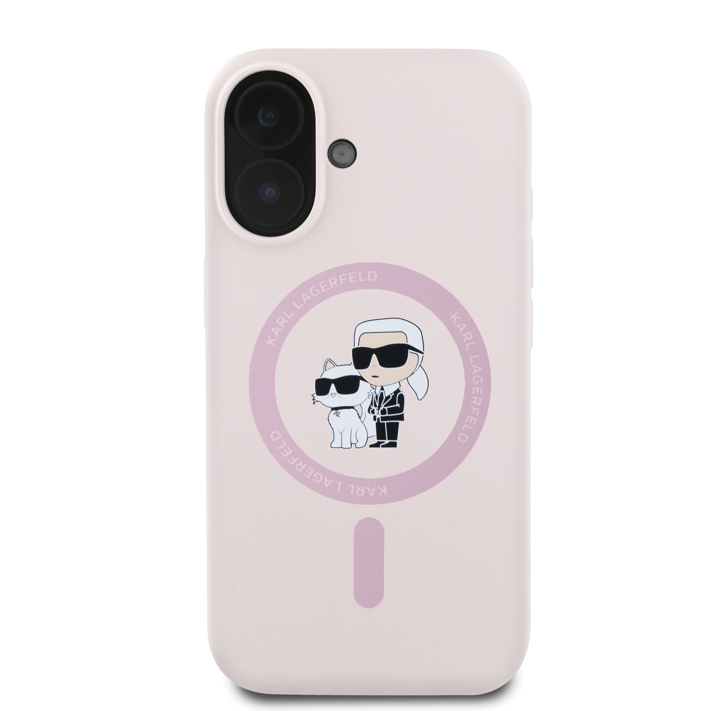 Karl Lagerfeld Liquid Silicone Karl and Choupette MagSafe Zadní Kryt pro iPhone 16 Pink