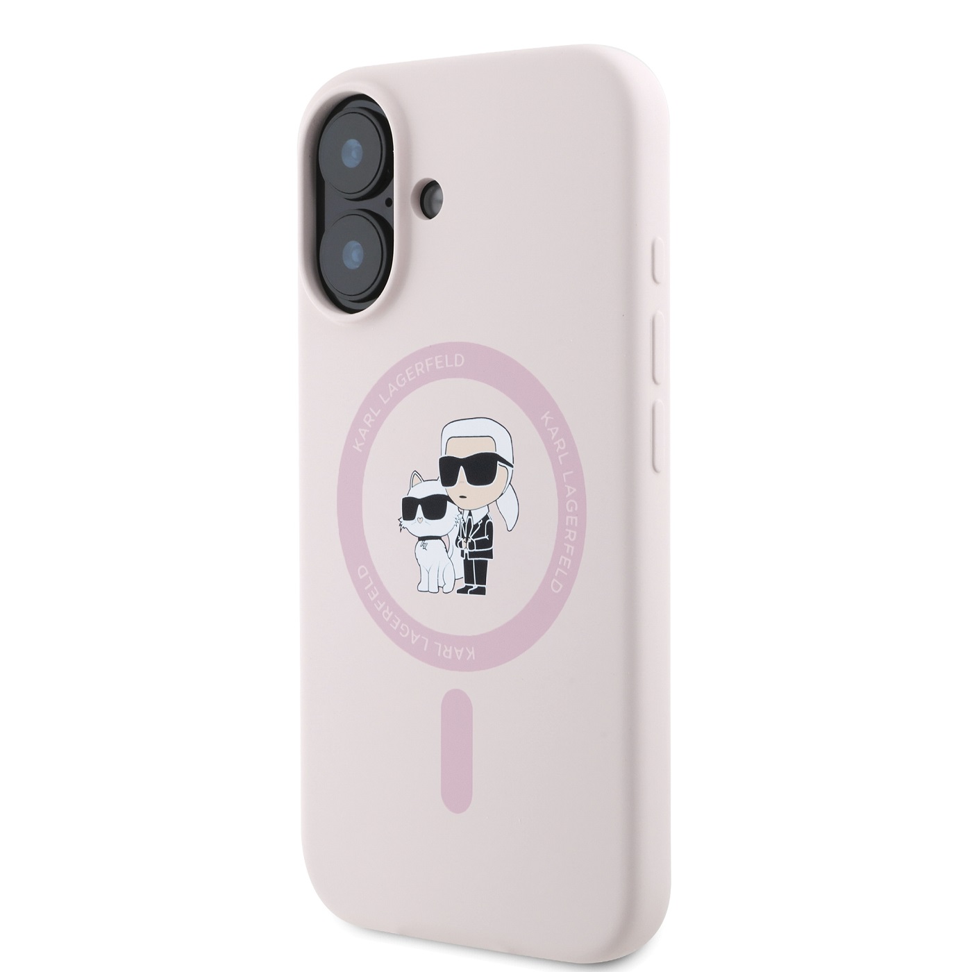 Karl Lagerfeld Liquid Silicone Karl and Choupette MagSafe Zadní Kryt pro iPhone 16 Pink