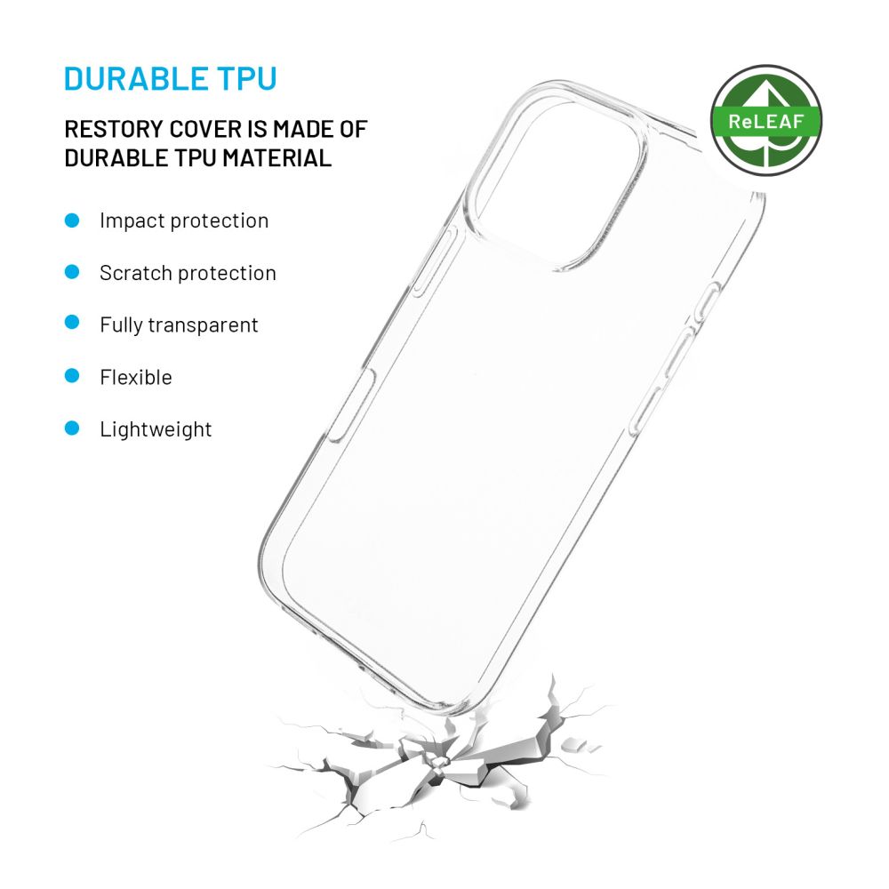 TPU gelový kryt FIXED ReStory AntiUV pro Apple iPhone 16 Pro, čirý