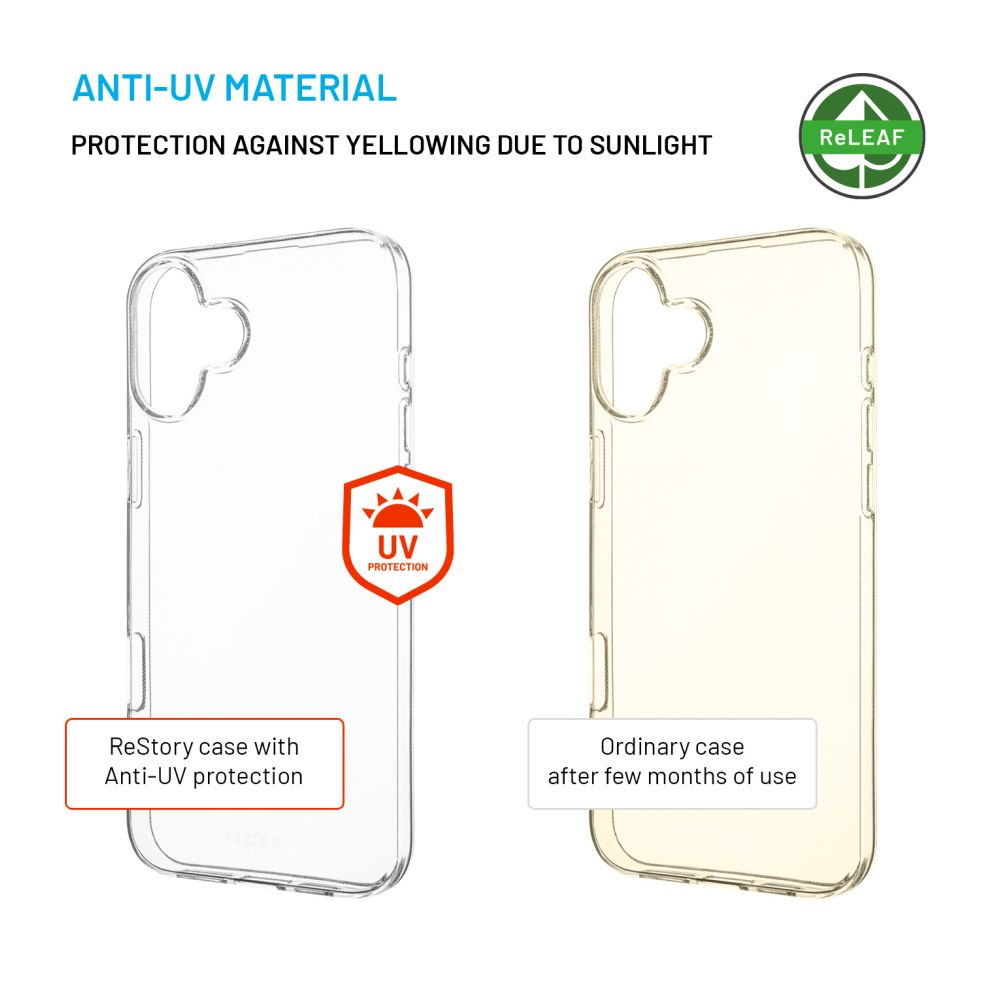 TPU gelový kryt FIXED ReStory AntiUV pro Apple iPhone 16 Plus, čirý