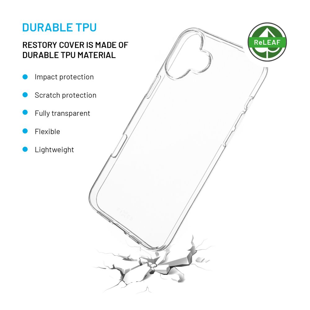 TPU gelový kryt FIXED ReStory AntiUV pro Apple iPhone 16 Plus, čirý