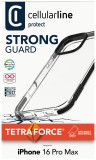 Ultra ochranné pouzdro Cellularline Tetra Force Strong Guard pro Apple iPhone 16 Pro Max, 2 stupně ochrany, transparentn