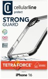 Ultra ochranné pouzdro Cellularline Tetra Force Strong Guard pro Apple iPhone 16, 2 stupně ochrany, transparentní