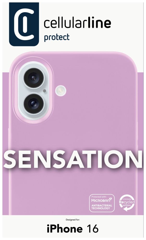 Ochranný silikonový kryt Cellularline Sensation pro Apple iPhone 16, růžový