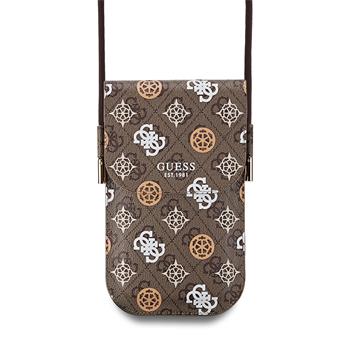 Taška na telefon Guess PU 4G Peony Multicolor, hnědá