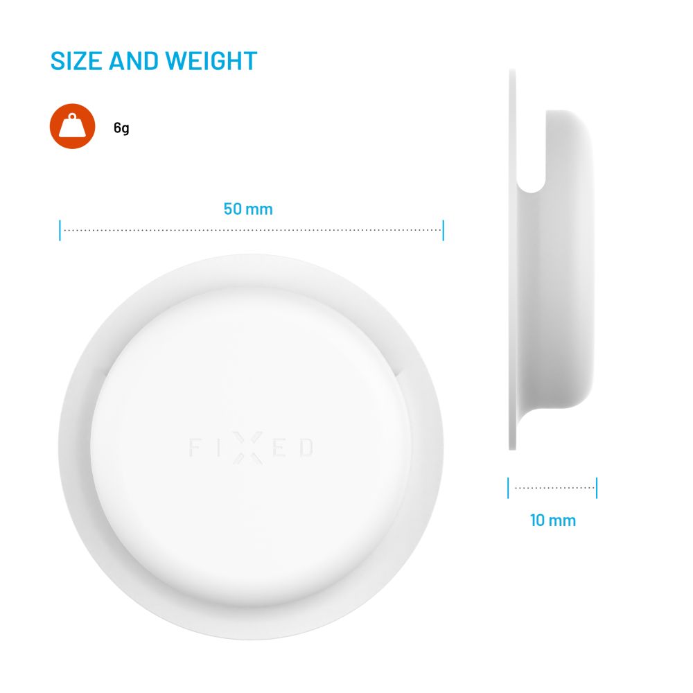 Silikonové nalepovací pouzdro FIXED Silky Sticker pro Apple AirTag, double pack, bílé