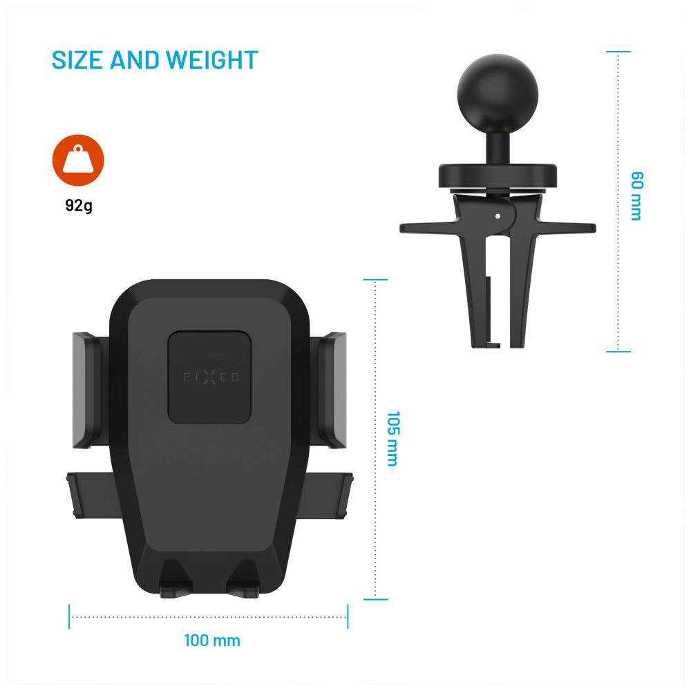 Univerzální držák do auta FIXED Iconiq Vent s úchytem na ventilační mřížku, černý