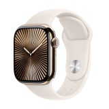 Apple Watch Series 10 GPS + Cellular 42mm Gold Titanium / Starlight Sport Band - M/L