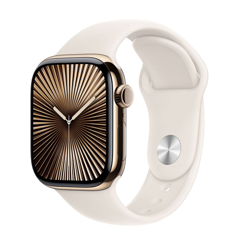 Apple Watch Series 10 GPS + Cellular 42mm Gold Titanium / Starlight Sport Band - M/L