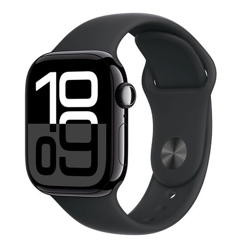 Apple Watch Series 10 GPS + Cellular 46mm Jet Black Aluminium / Black Sport Band - M/L