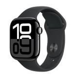 Apple Watch Series 10 GPS + Cellular 42mm Jet Black Aluminium / Black Sport Band - S/M