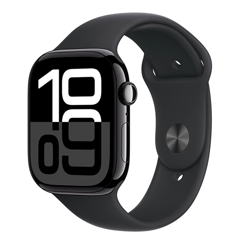 Apple Watch Series 10 GPS 46mm Jet Black Aluminium / Black Sport Band - M/L 