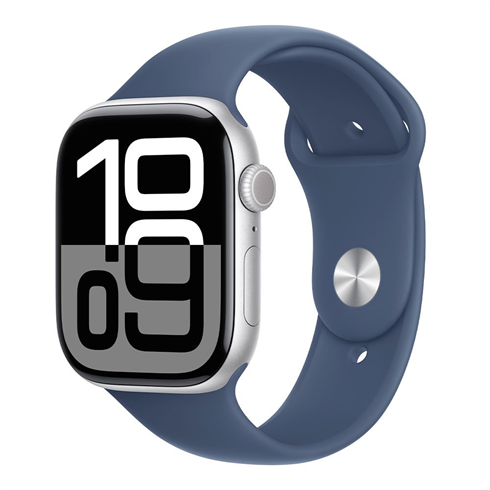 Apple Watch Series 10 GPS 46mm Silver Aluminium / Denim Sport Band - S/M