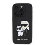 Karl Lagerfeld PU Saffiano Karl and Choupette Zadní Kryt pro iPhone 15 Pro Max Black