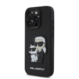 Karl Lagerfeld PU Saffiano Karl and Choupette Zadní Kryt pro iPhone 15 Pro Max Black