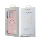 Guess IML Rhinestones Ring MagSafe Zadní Kryt pro iPhone 16 Pro Pink