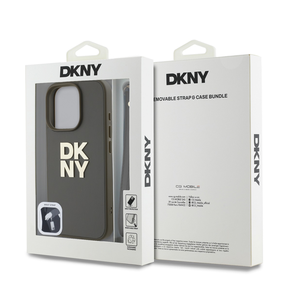 DKNY PU Leather Stack Logo Wrist Strap Zadní Kryt pro iPhone 16 Pro Max Green