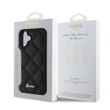 Guess PU Leather Quilted Zadní Kryt pro iPhone 16 Black