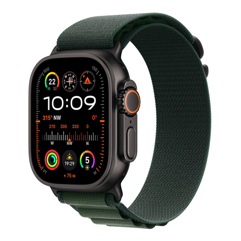 Apple Watch Ultra 2 GPS + Cellular 49mm Black Titanium / Dark Green Alpine Loop - M