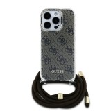 Guess IML 4G Printed Crossbody Popruh Zadní Kryt pro iPhone 16 Pro Brown