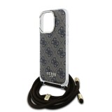 Guess IML 4G Printed Crossbody Popruh Zadní Kryt pro iPhone 16 Pro Brown