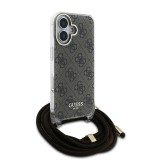 Guess IML 4G Printed Crossbody Popruh Zadní Kryt pro iPhone 16 Brown