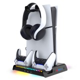 Multifunkční Nabíjecí RGB Stojan iPega P5S006 s chlazením pro PS5 Slim černá