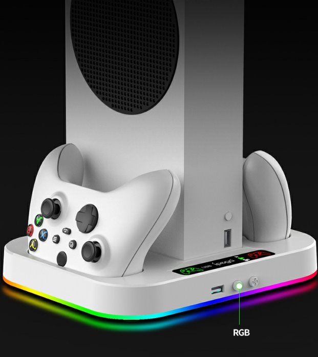 Multifunkční nabíjecí RGB stojan iPega XBS012S s chlazením pro Xbox Series S + 2ks baterií