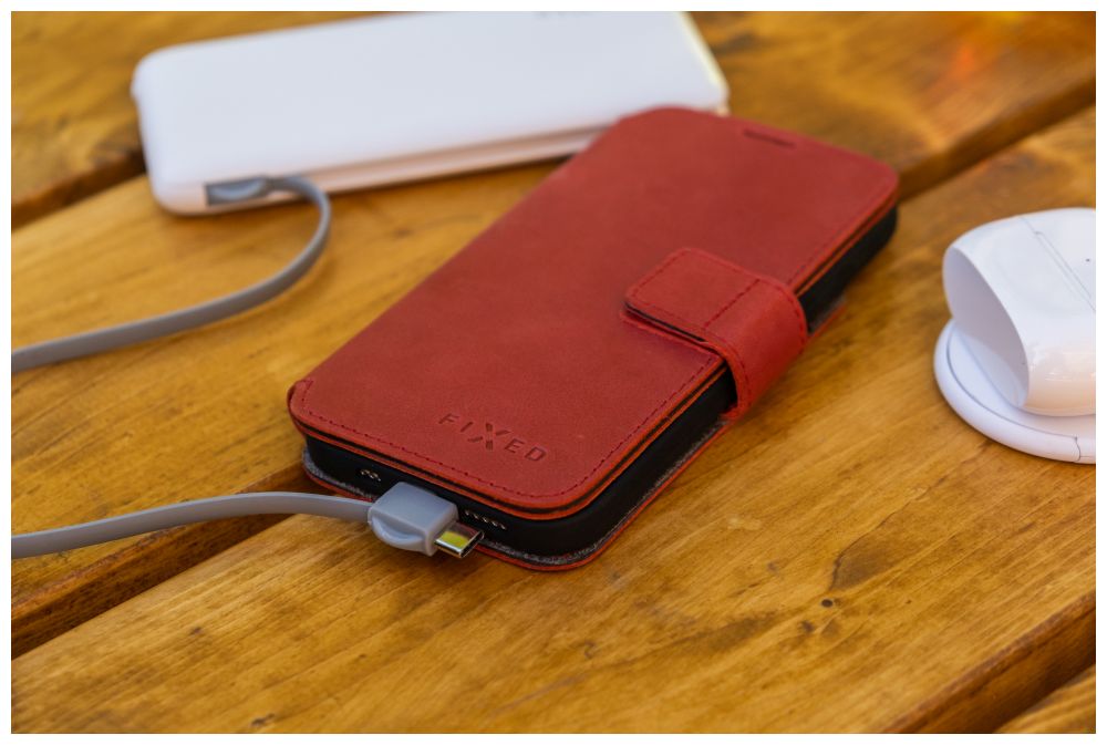 Kožené pouzdro typu kniha FIXED ProFit pro Samsung Galaxy M13 5G, červené