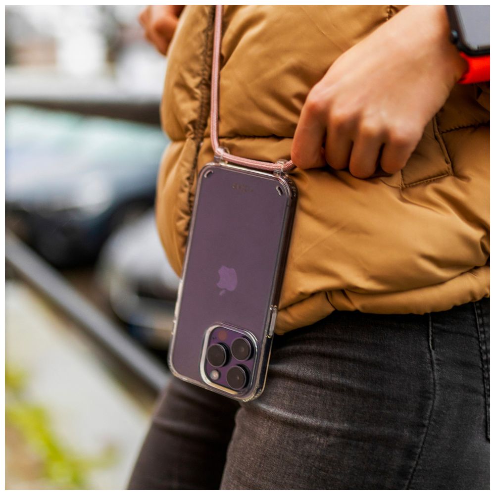 Pouzdro FIXED Pure Neck s růžovou šňůrkou na krk pro Samsung Galaxy A26 5G