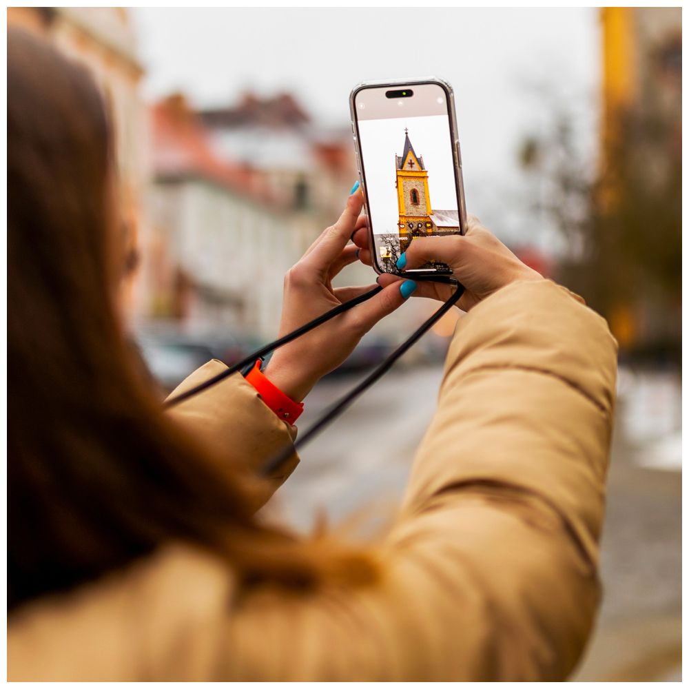 Pouzdro FIXED Pure Neck s černou šňůrkou na krk pro Samsung Galaxy A26 5G