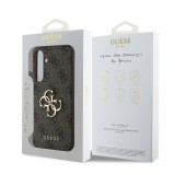 Guess PU 4G Metal Logo Zadní Kryt pro Samsung Galaxy S24 FE Brown