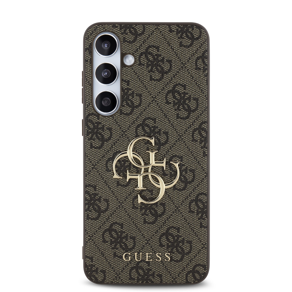 Guess PU 4G Metal Logo Zadní Kryt pro Samsung Galaxy S24 FE Brown