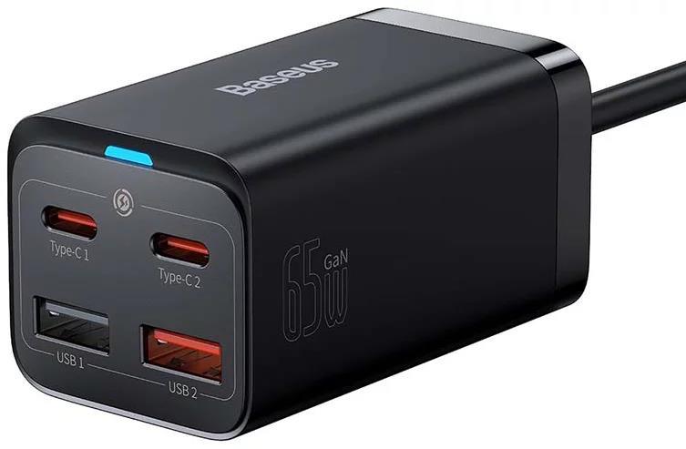 Rychlonabíječka do sítě Baseus GaN3 Pro, 2x USB-C, 2x USB 65W černá