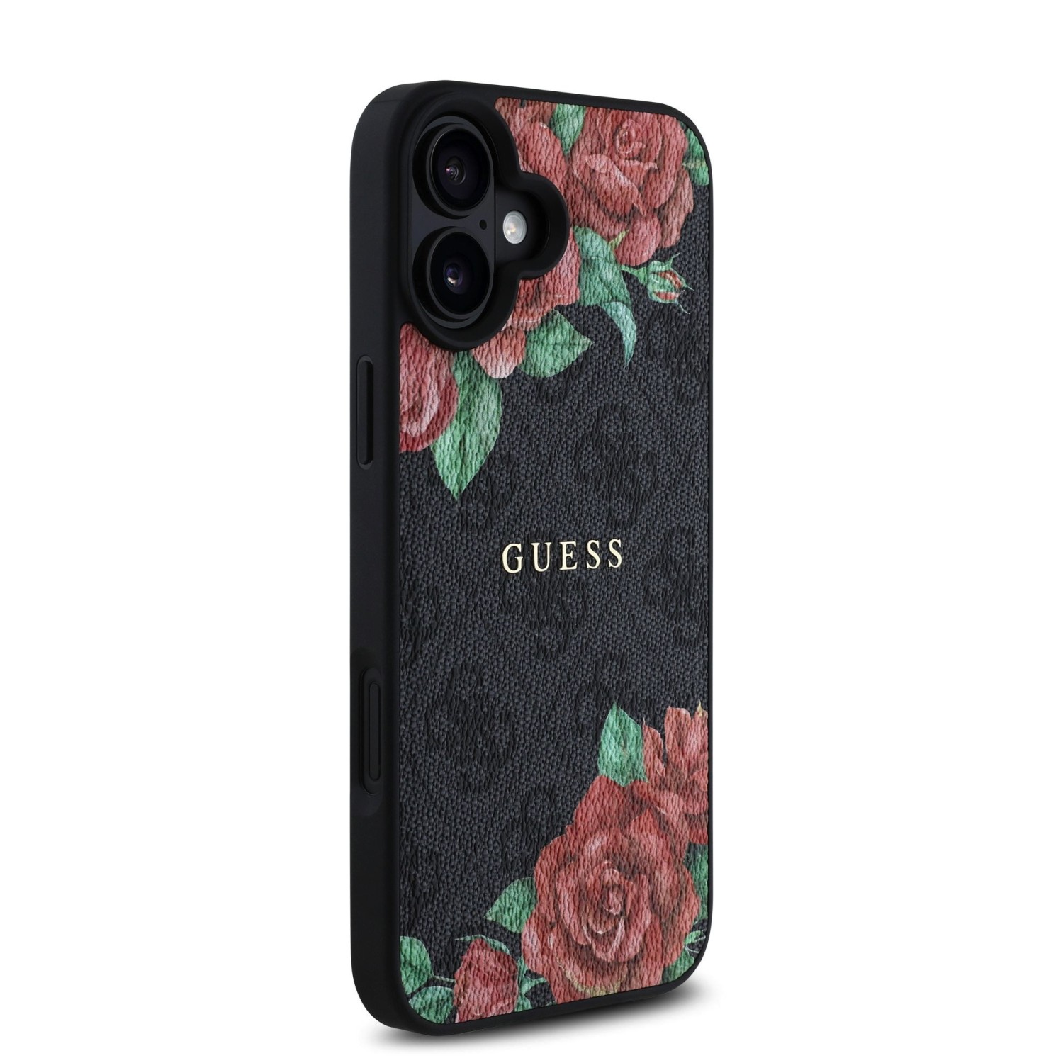 Guess PU Leather 4G Roses MagSafe Zadní Kryt pro iPhone 16 Black