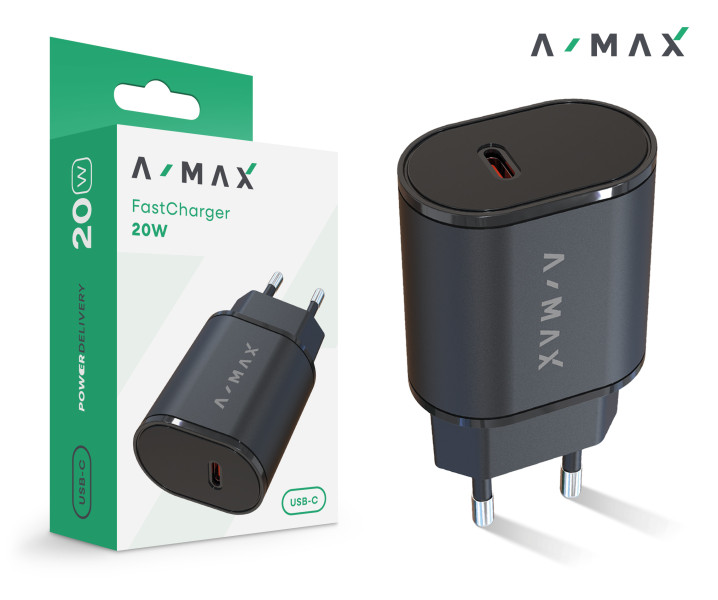 Chytrá nabíječka A-MAX Power Delivery 20W USB-C, bílá