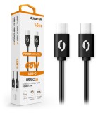 Datový kabel ALIGATOR POWER 65W, USB-C/USB-C 3A 1,5m, černý