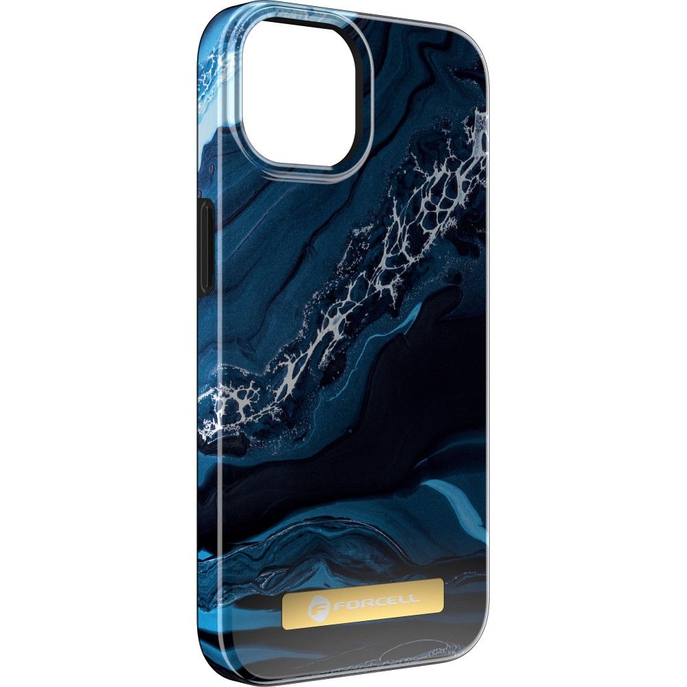 FORCELL F-PROTECT Mirage case compatible with MagSafe for IPHONE 15 Plus ocean marble