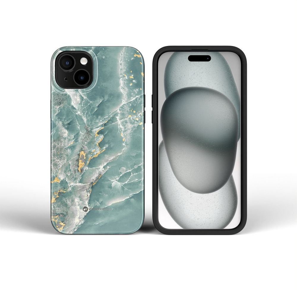 FORCELL F-PROTECT Mirage, Military Drop-Tested case compatible with MagSafe for IPHONE 16 PRO green marble