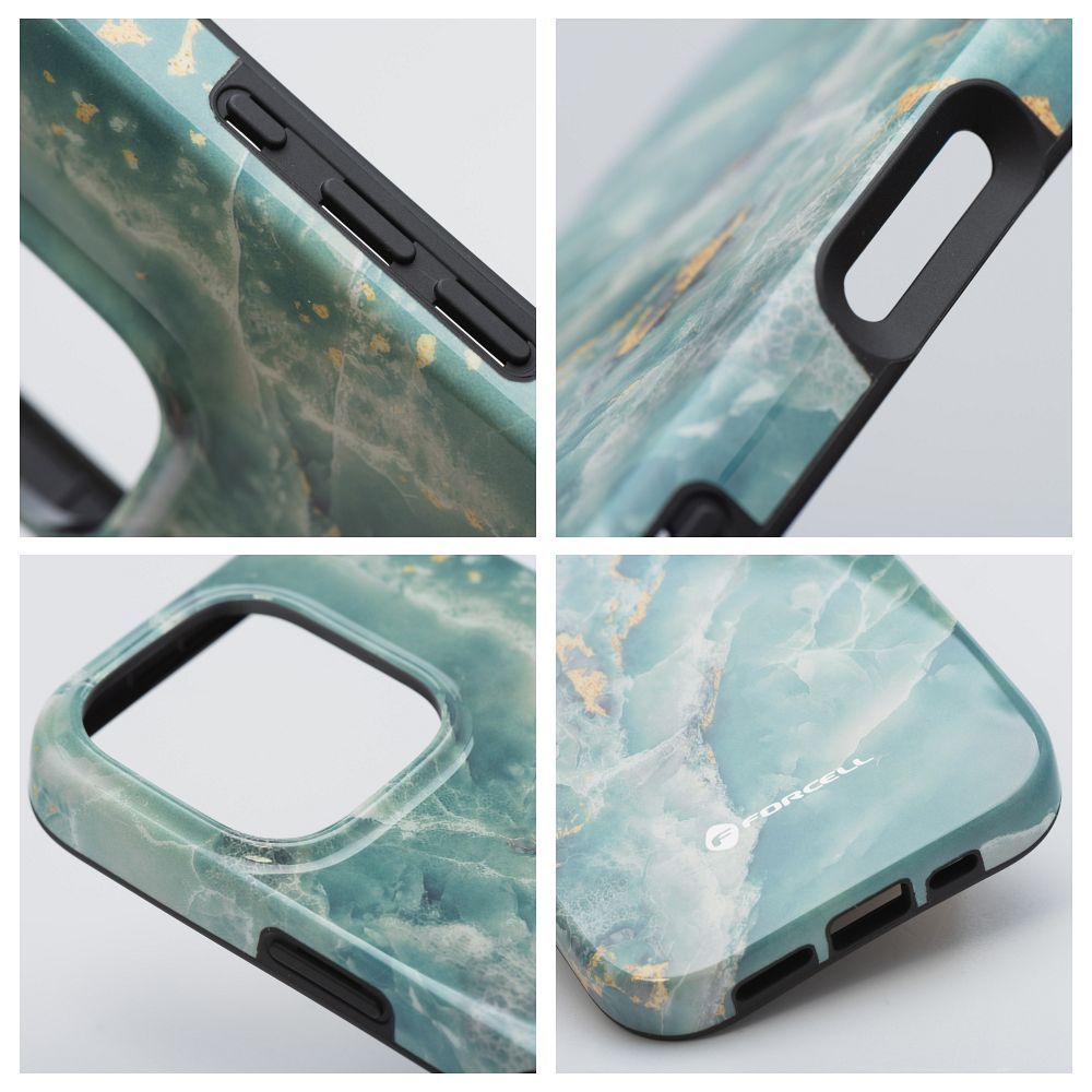 FORCELL F-PROTECT Mirage, Military Drop-Tested case compatible with MagSafe for IPHONE 16 PRO green marble