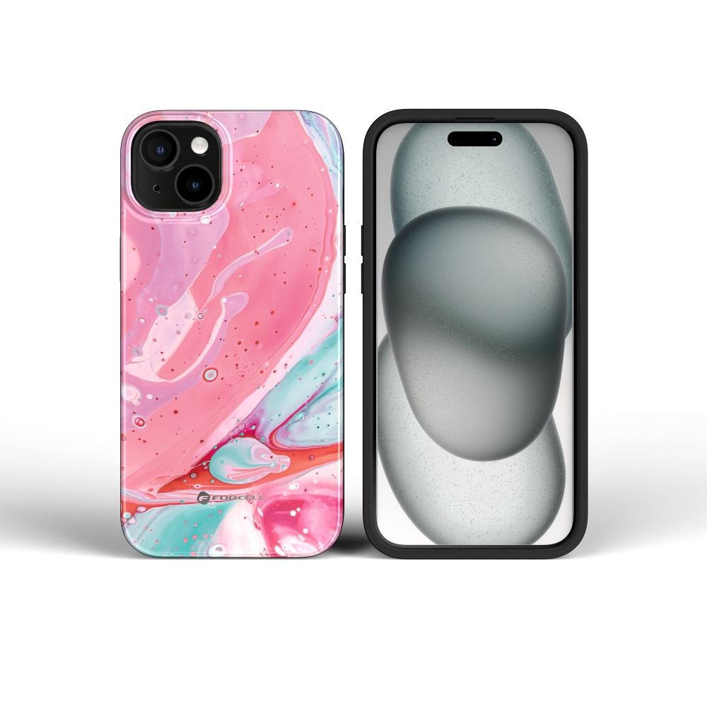 FORCELL F-PROTECT Mirage, Military Drop-Tested case compatible with MagSafe for IPHONE 16 PRO pink marble