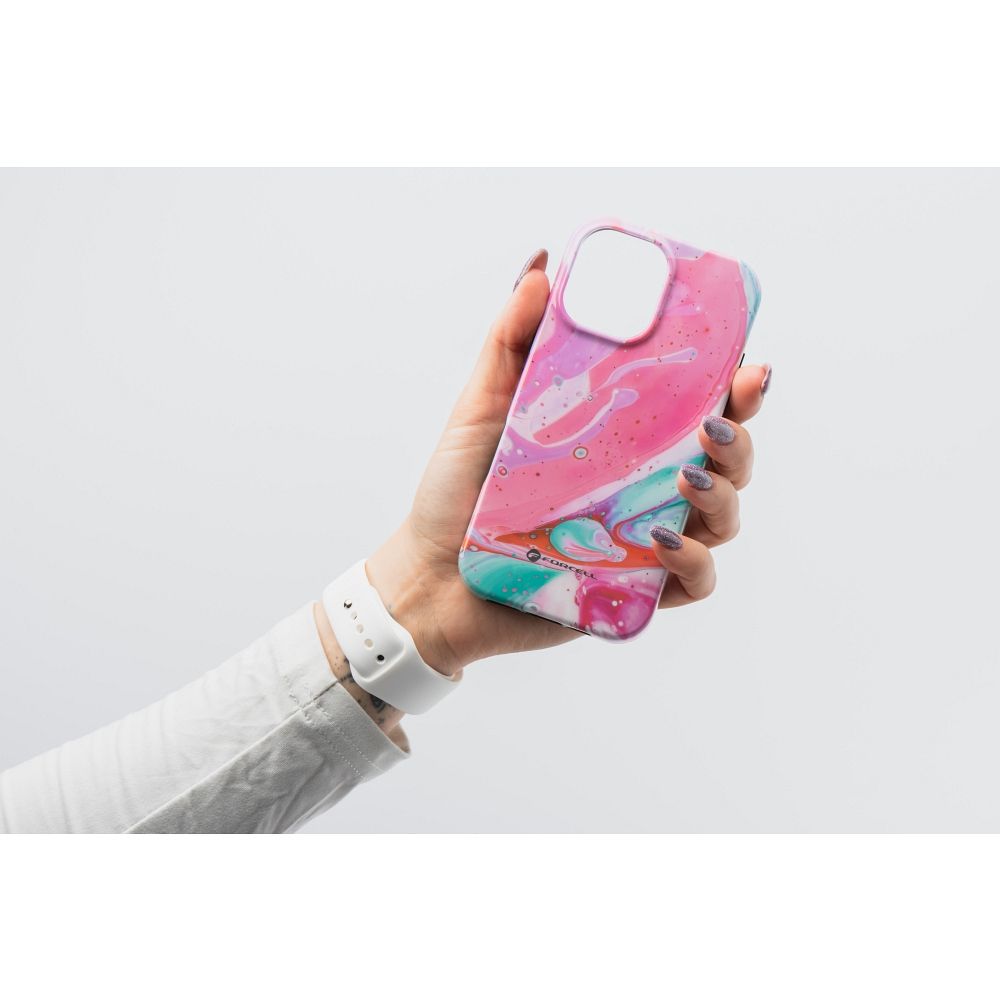 FORCELL F-PROTECT Mirage, Military Drop-Tested case compatible with MagSafe for IPHONE 16 PRO pink marble